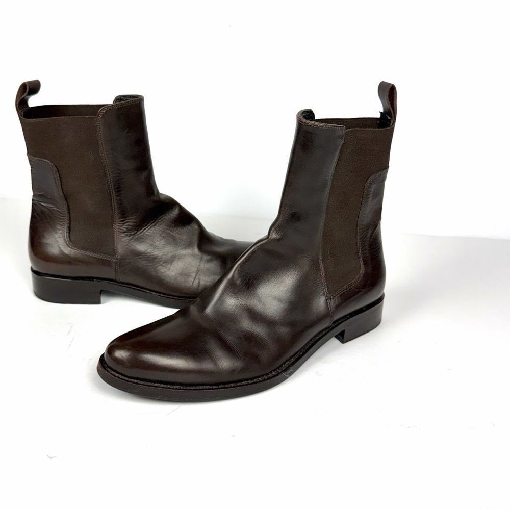 Jil Sander Dark Brown Leather Chelsea
Ankle Boots made in Italy size 36,5 US 6,5